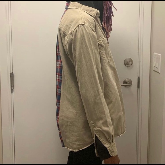 Unisex Up-cycled Patchwork Button-Up - Picture 3 of 5